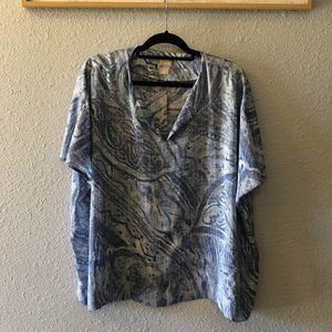 Chico's Blue Print Blouse / Pullover / Poncho